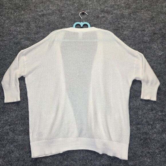 GapBody Sweater Womens Medium White Open Front Cardigan Lightweight Knit Pockets - Picture 4 of 10